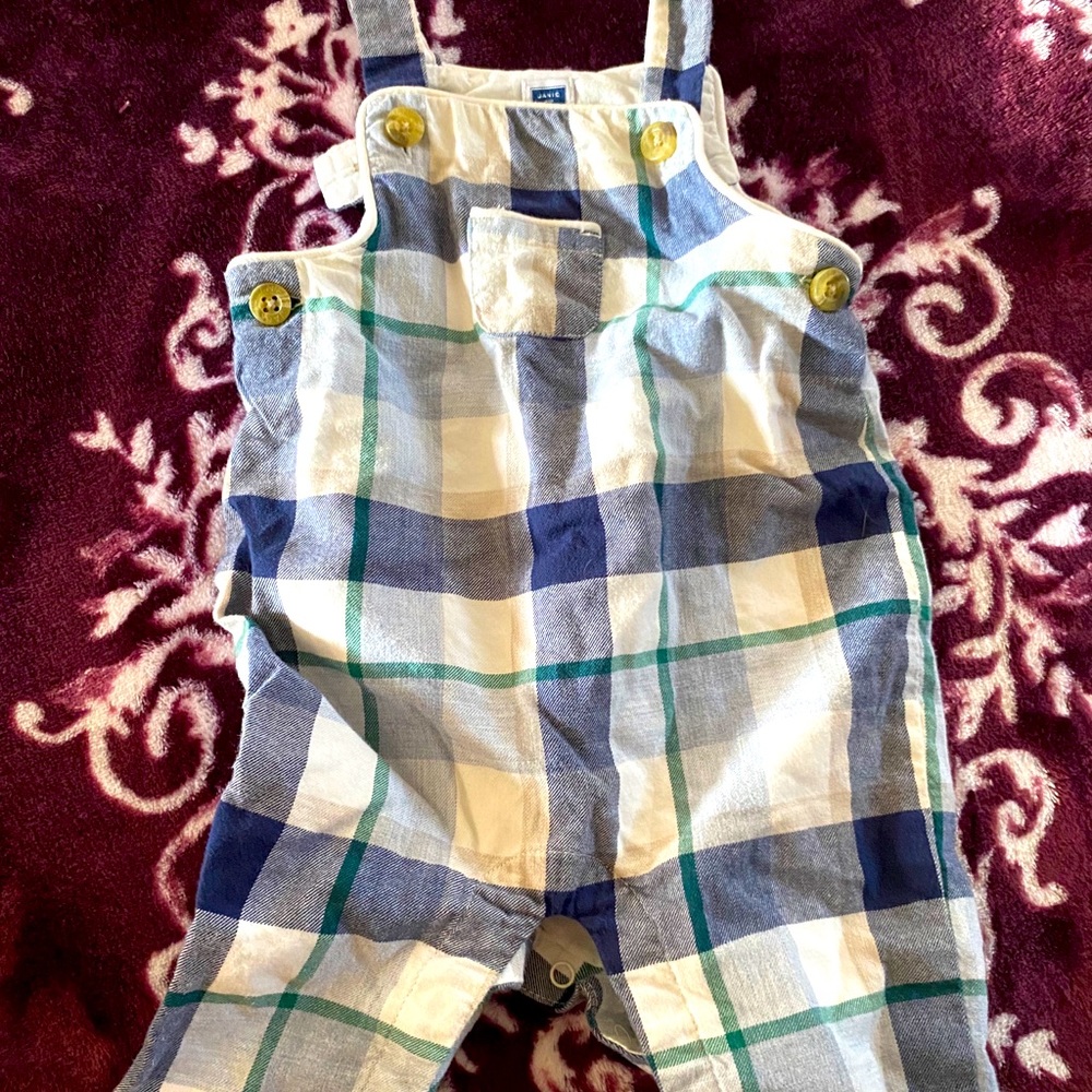 Janie and Jack plaid romper and plaid hat